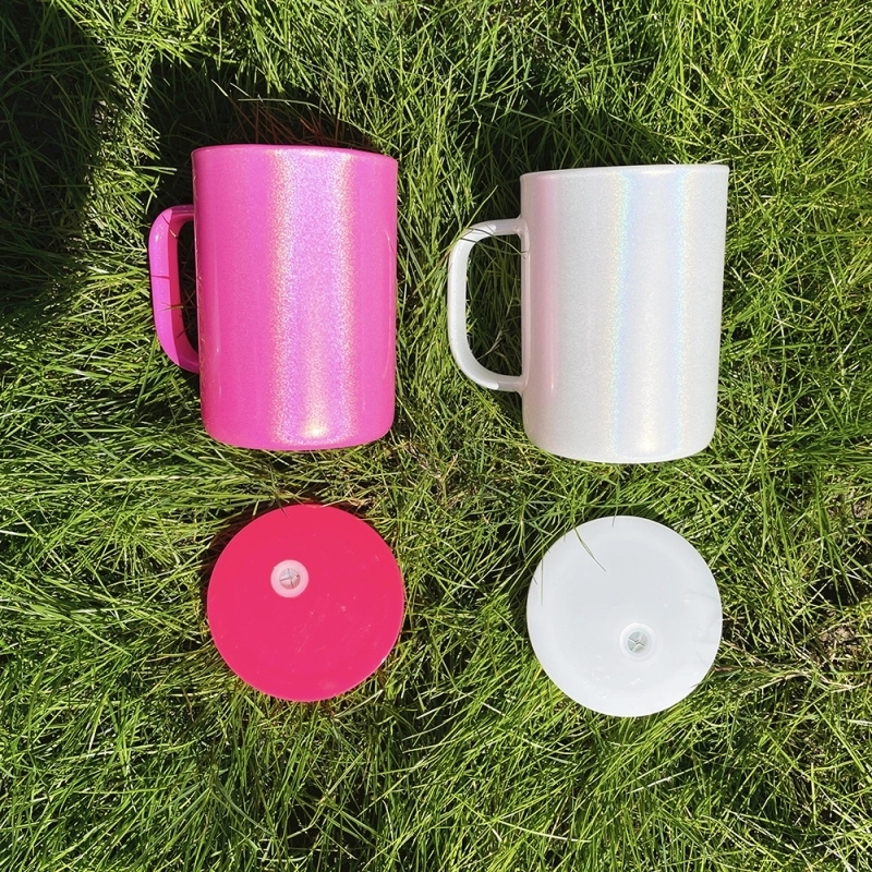25 Pack USA Warehouse 17oz Shimmer Glass Mug With Colorful PP Lid for Sublimation