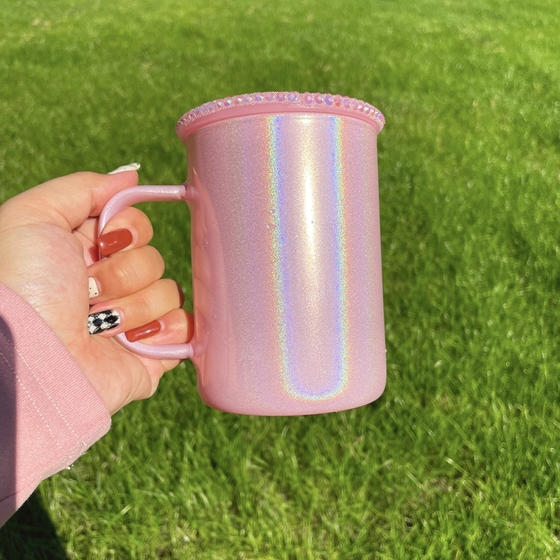 25 Pack USA Warehouse 17oz Shimmer Glass Mug With Colorful PP Lid for Sublimation