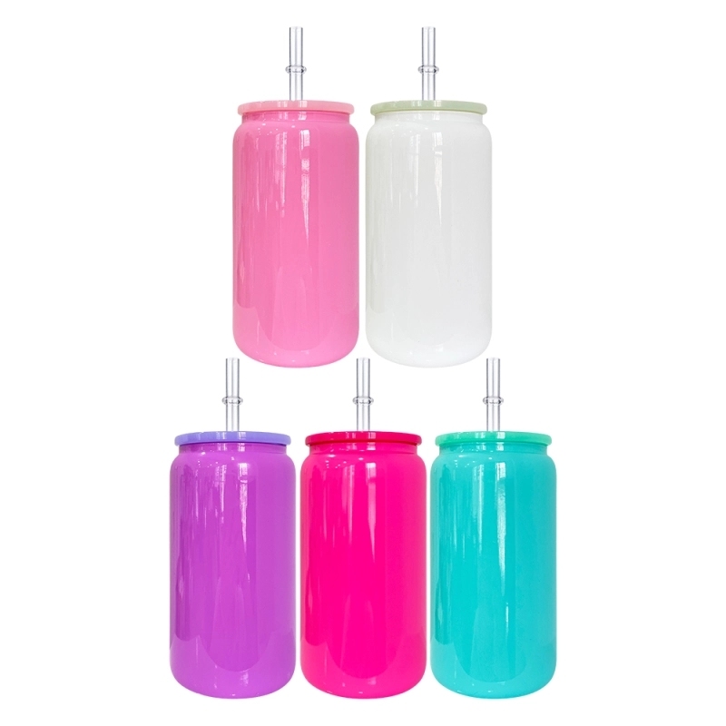 25 Pack 50 Pack USA Warehouse Classic Macaron Color 16oz Glass Can With PP Lids
