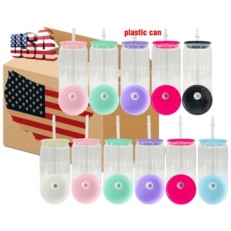 50 Pack 60 Pack USA Warehouse 16oz 20oz Libby Style Plastic Cup With Colored PP Lid