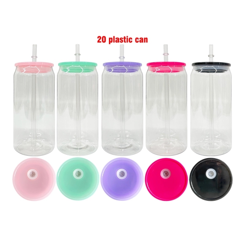 50 Pack 60 Pack USA Warehouse 16oz 20oz Libby Style Plastic Cup With Colored PP Lid
