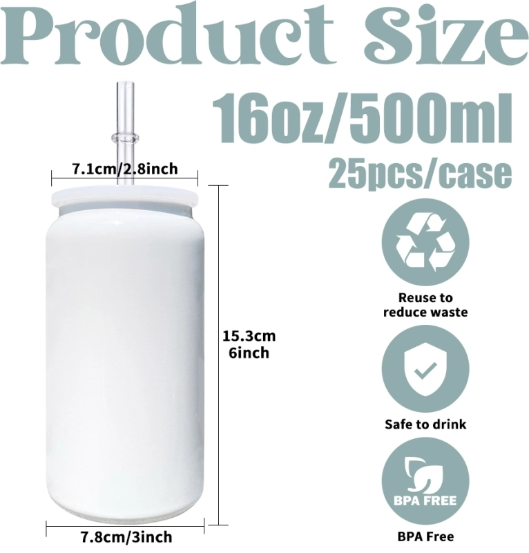 25 Pack USA Warehouse 16oz Vacuum Insulated White Blank Sublimation Stainless Steel Can