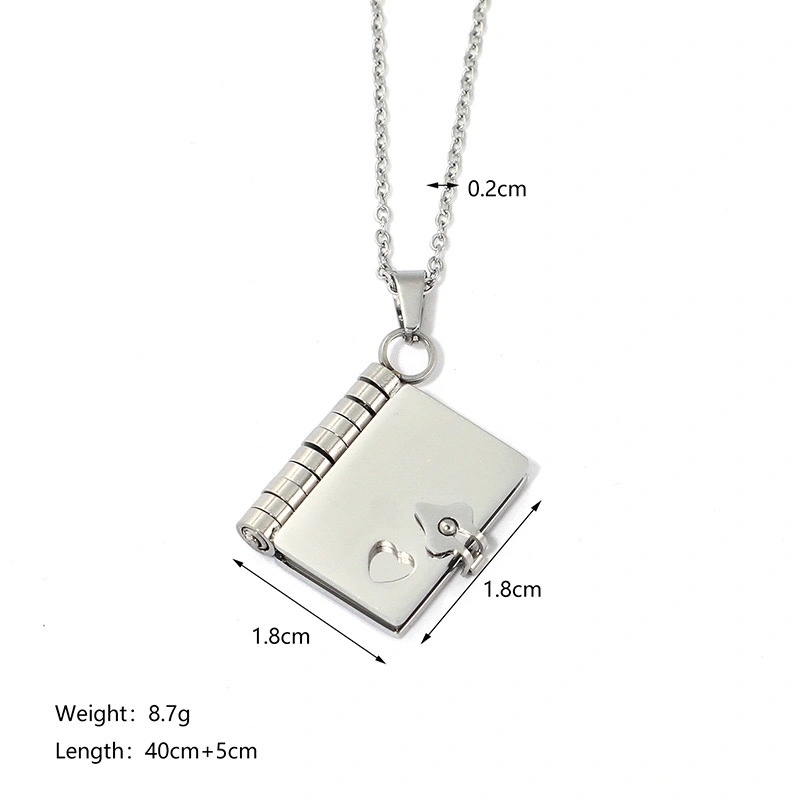 18K Gold-plated Stainless Steel Book Envelope Pendant Necklace