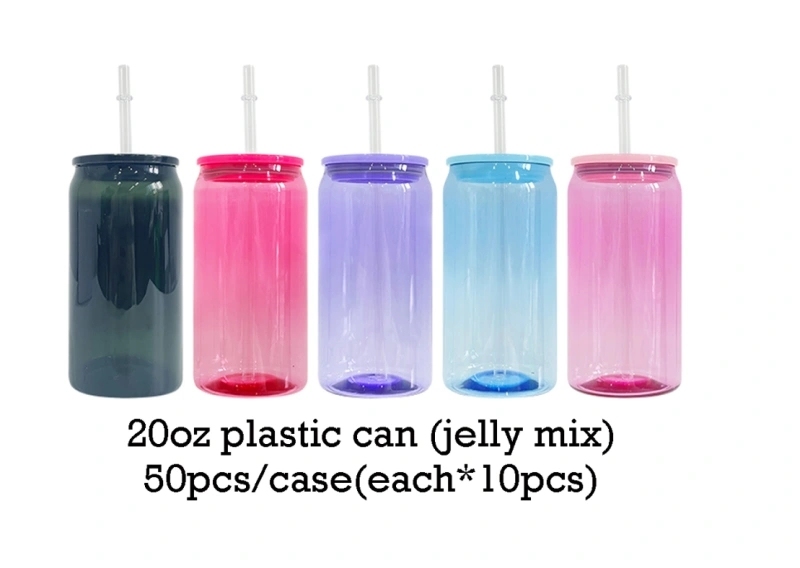 50 Pack 60 Pack USA Warehouse Libby Style 16oz 20oz Jelly Color Plastic Cup With PP Lids