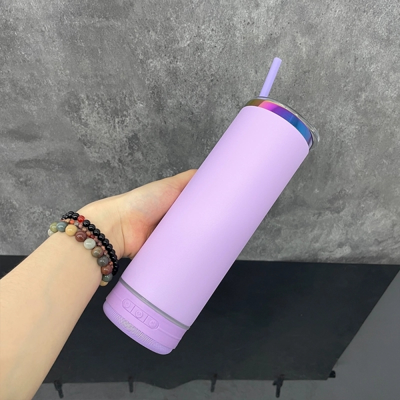 25 Pack USA Warehouse Powder Coated 20oz Rainbow Plated Speaker Bluetooth Music Tumbler 20 oz Stainless Steel Cup for Laser Engraving