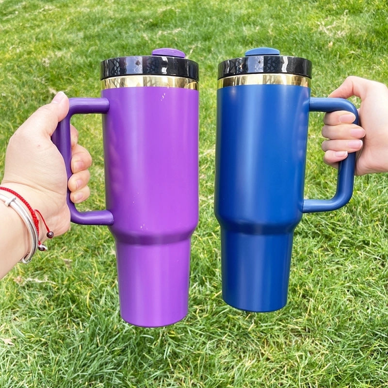 20 Pack USA Warehouse 40oz H2.0 Mixed Color Mirror Gold Plated Powder Coating Tumblers 40 oz Stainless Steel Cup