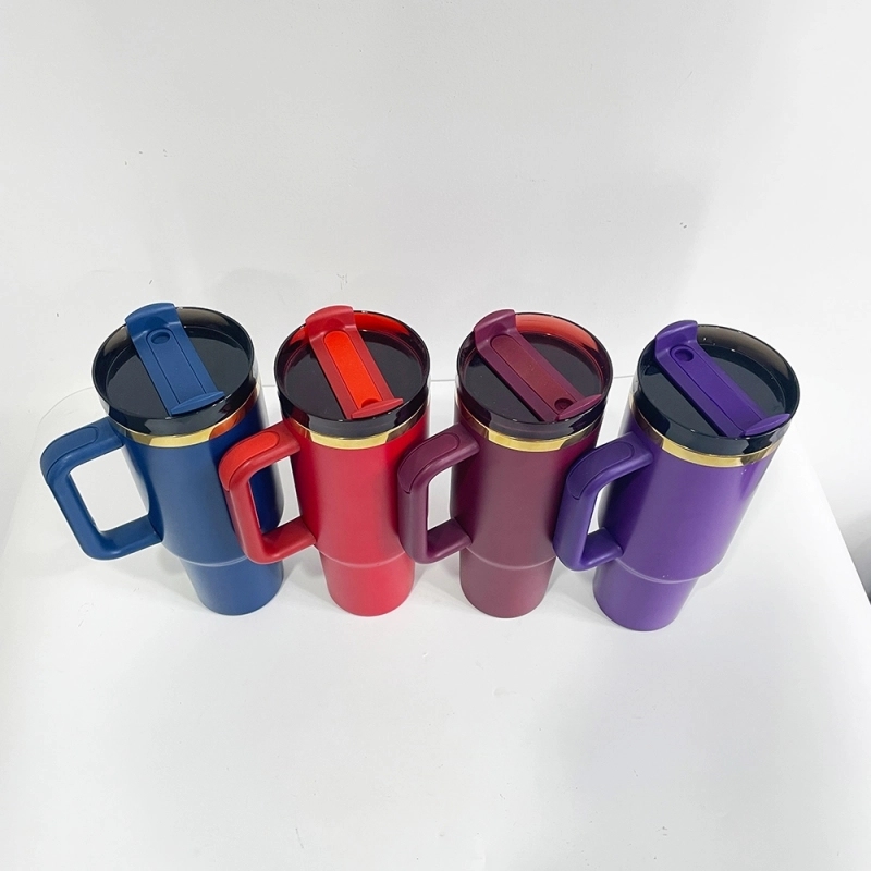 20 Pack USA Warehouse 40oz H2.0 Mixed Color Mirror Gold Plated Powder Coating Tumblers 40 oz Stainless Steel Cup