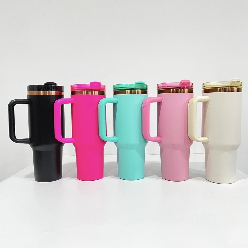 25 Pack USA Warehouse 40oz Copper Plating Quencher Tumblers 40 oz Stainless Steel Cup with Handle For Laser Engraving