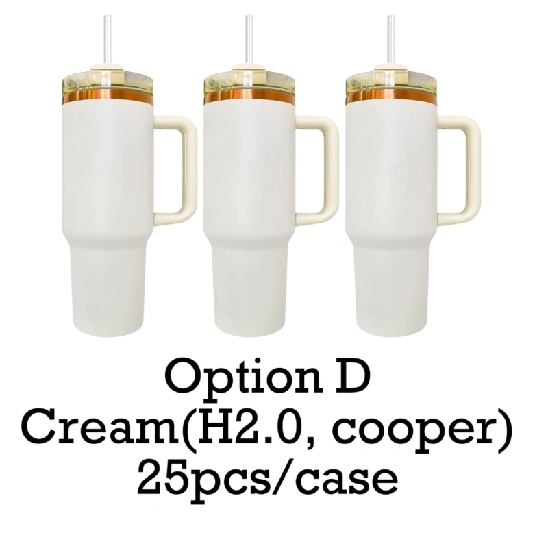25 Pack USA Warehouse 40oz Copper Plating Quencher Tumblers 40 oz Stainless Steel Cup with Handle For Laser Engraving