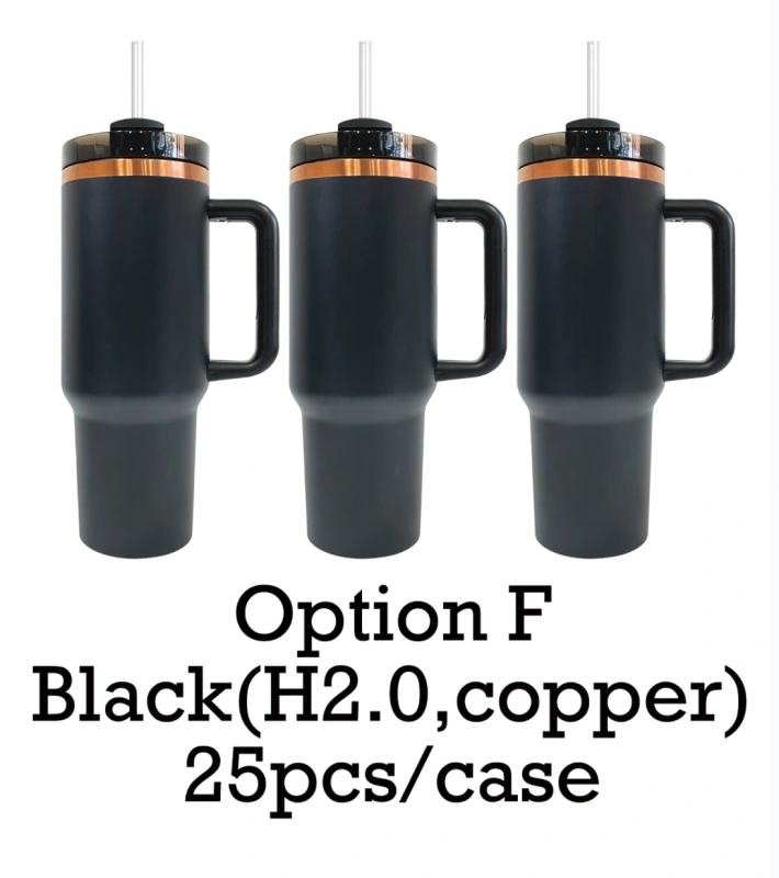 25 Pack USA Warehouse 40oz Copper Plating Quencher Tumblers 40 oz Stainless Steel Cup with Handle For Laser Engraving