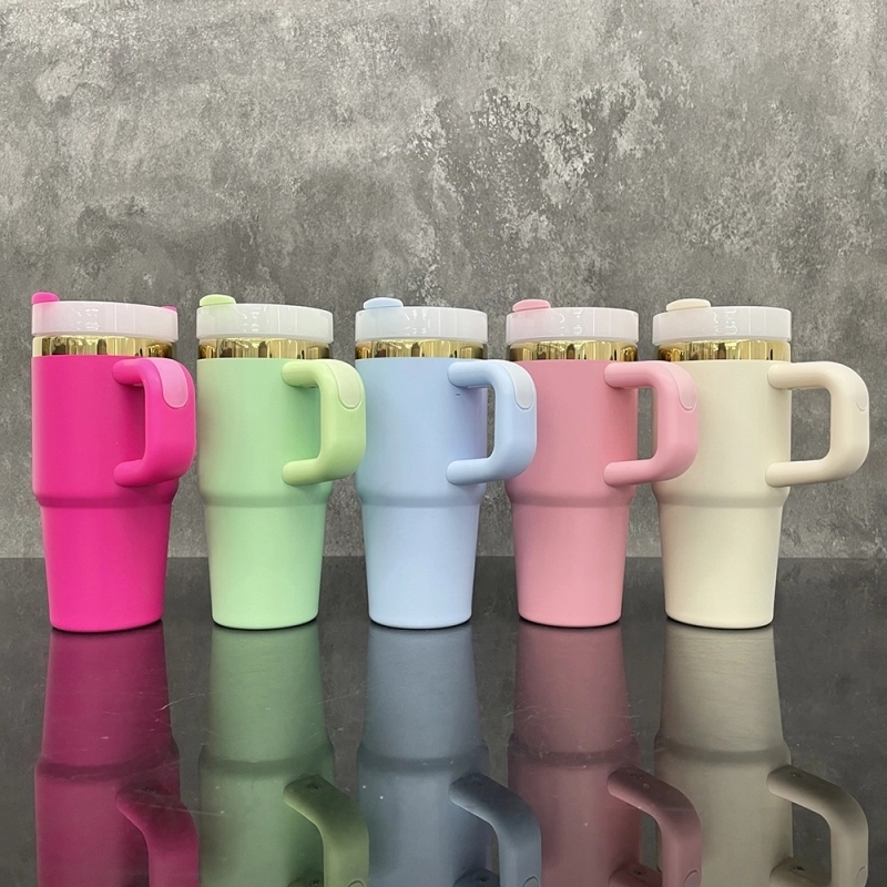 25Pack USA Warehouse 14oz Kids Baby Gold Plated Cute Macaron Color Tumblers 14 oz Stainless Steel Cup with Handle for Laser Engraving