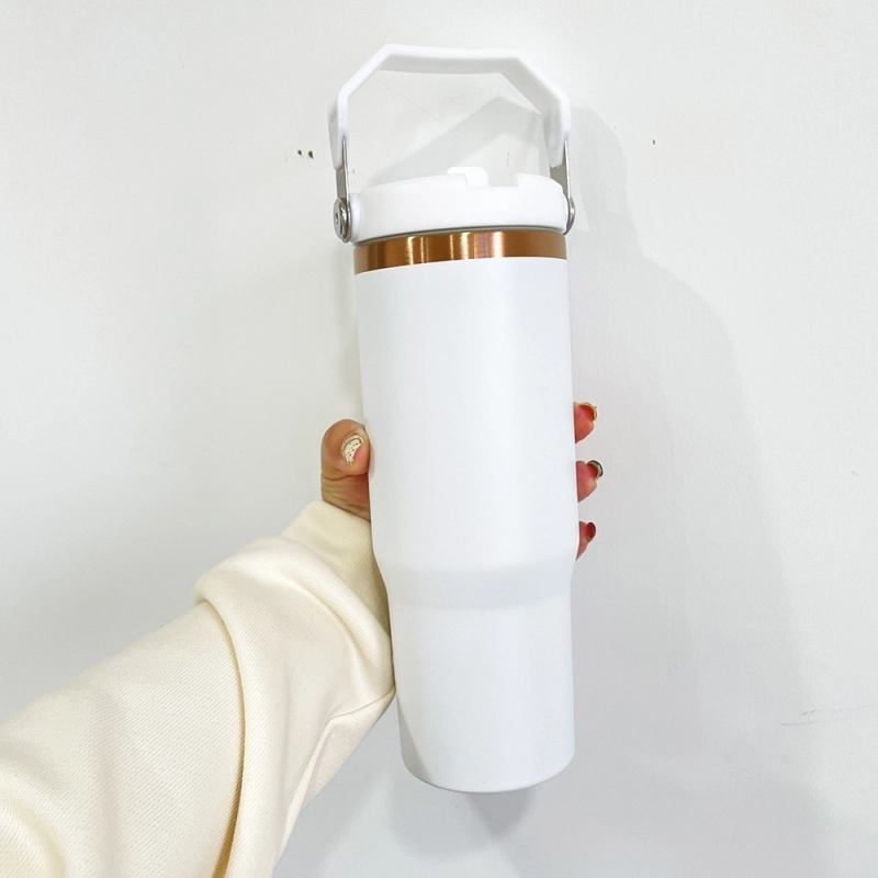 25 Pack USA Warehouse 30oz Flip Straw Gold & Copper Mixed Student School Stainless Steel Tumblers For Laser Engraving