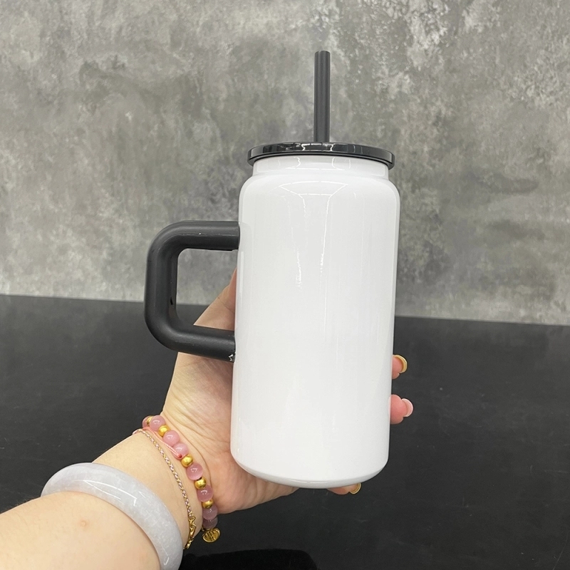 25 Pack USA Warehouse 16oz Blank Sublimation Cup Glossy White Color Stainless Steel Can with Handle for UV DTF Wraps