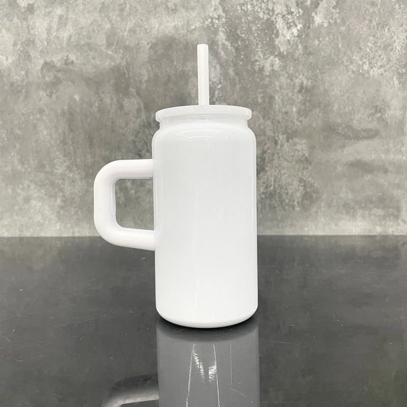 25 Pack USA Warehouse 16oz Blank Sublimation Cup Glossy White Color Stainless Steel Can with Handle for UV DTF Wraps