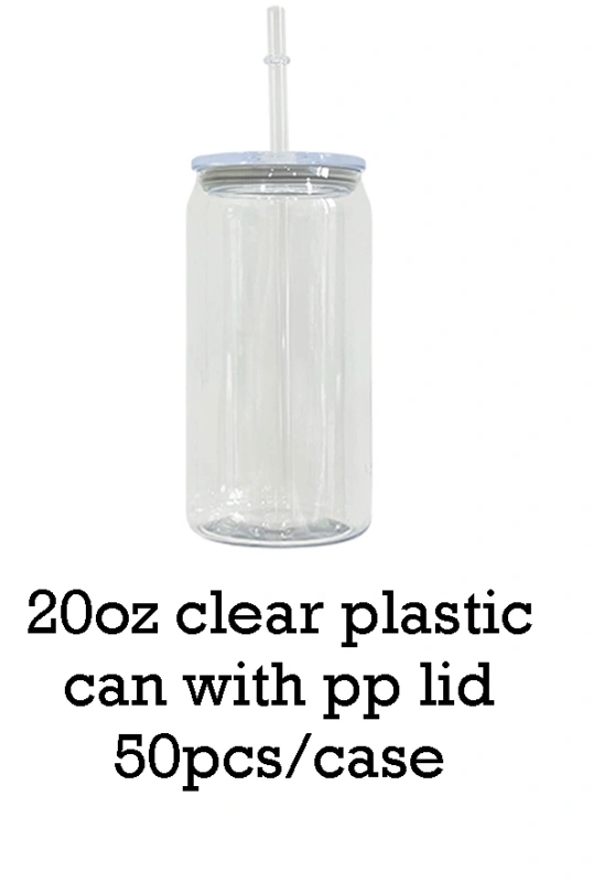 50 Pack USA Warehouse 20oz Libby Style Acylic Plastic Cup With Plastic Lids for Uv Dtf Wraps