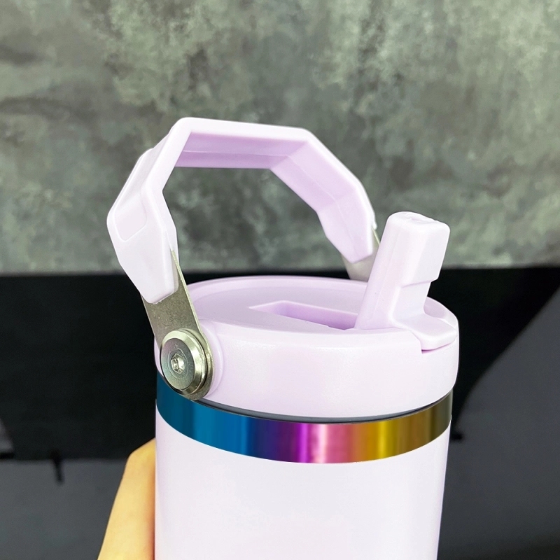 USA Warehouse Kids 20oz Rainbow Underneath Flip Straw Tumblers 20 oz Car Cup Suitable for Laser Engraving Children Macaron Color Mug 20oz Water Bottles With Portable Handle