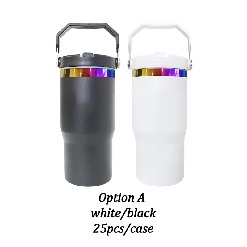 USA Warehouse Kids 20oz Rainbow Underneath Flip Straw Tumblers 20 oz Car Cup Suitable for Laser Engraving Children Macaron Color Mug 20oz Water Bottles With Portable Handle