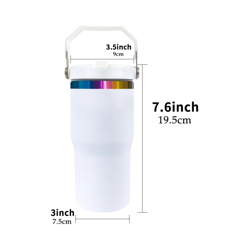 USA Warehouse Kids 20oz Rainbow Underneath Flip Straw Tumblers 20 oz Car Cup Suitable for Laser Engraving Children Macaron Color Mug 20oz Water Bottles With Portable Handle