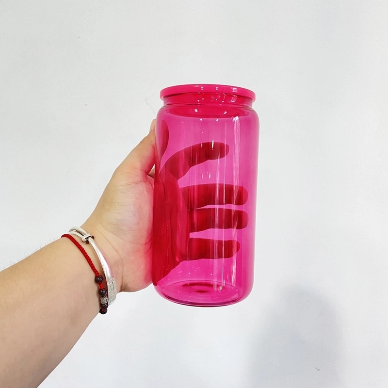 25 Pack 50 Pack USA Warehouse Sublimation Jar 16oz Colored Jelly Glass Can 16 oz Glass Bottle Cup With Plastic Lids Sold By Case