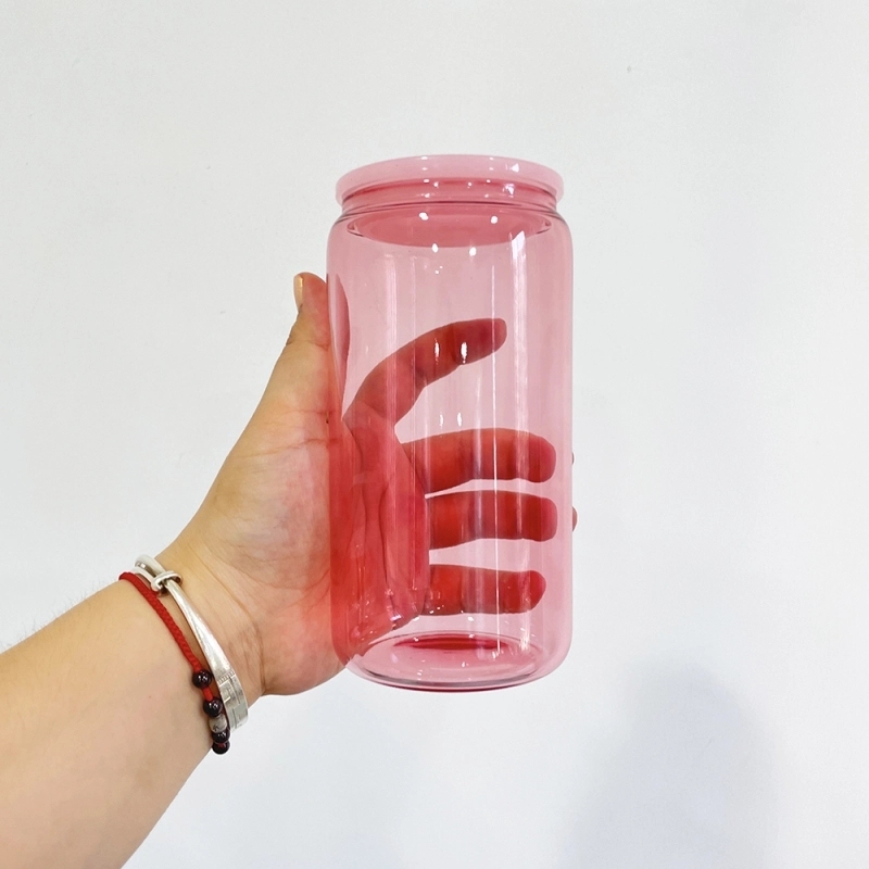 25 Pack 50 Pack USA Warehouse Sublimation Jar 16oz Colored Jelly Glass Can 16 oz Glass Bottle Cup With Plastic Lids Sold By Case