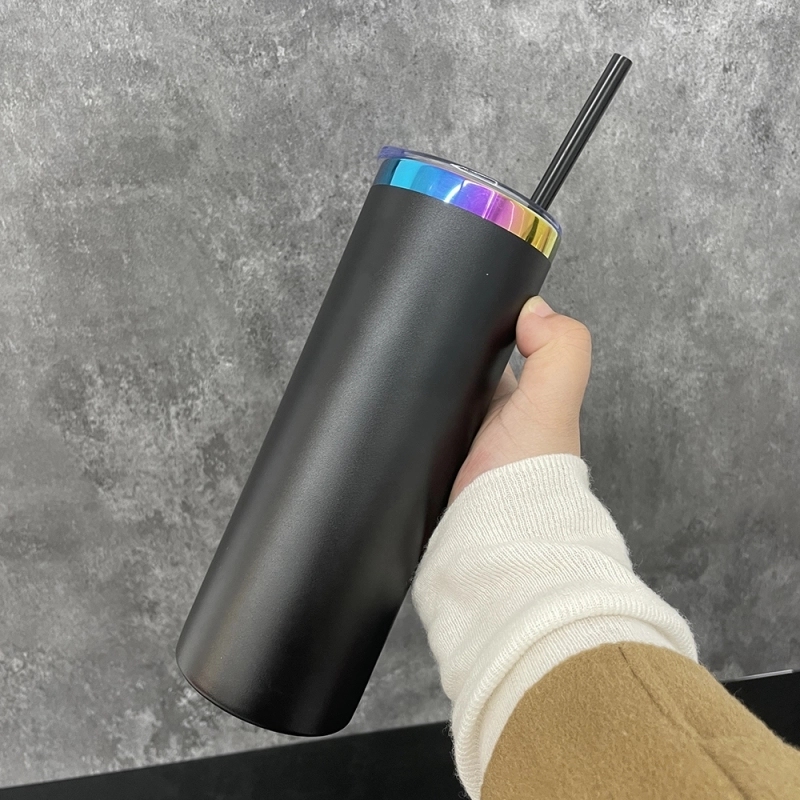 25 Pack USA Warehouse 20oz Rainbow Plated Straight Tumbler 20 oz Cup With Colored PP Straw