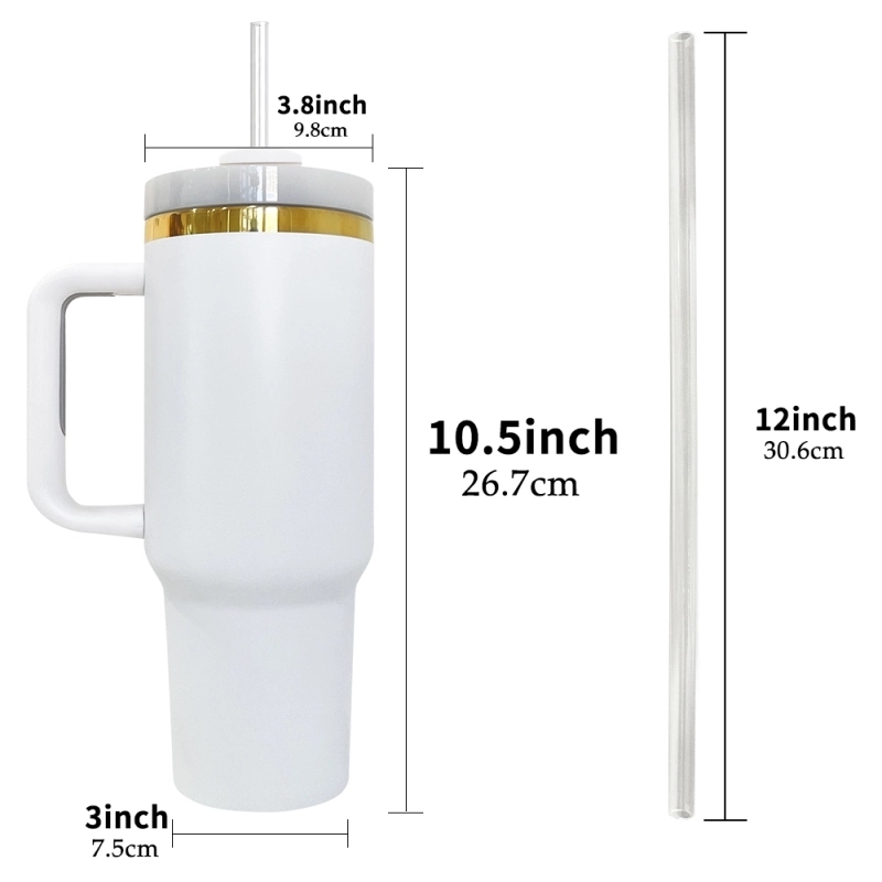 20 Pack USA Warehouse 40oz H2.0 Mirror Gold Plated Powder Coating Tumblers Black&White Mix Color Double Wall Quencher Tumblers for Laser Engraving