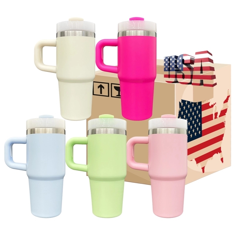 25 Pack USA Warehouse 14oz Kids Baby Macaron Color Tumblers Cup Kids Stainless Steel Mug with Handle for Sublimation and UV DTF Wraps