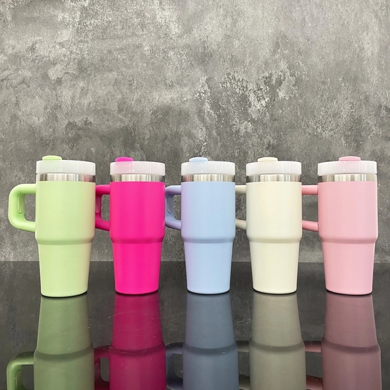 25 Pack USA Warehouse 14oz Kids Baby Macaron Color Tumblers Cup Kids Stainless Steel Mug with Handle for Sublimation and UV DTF Wraps