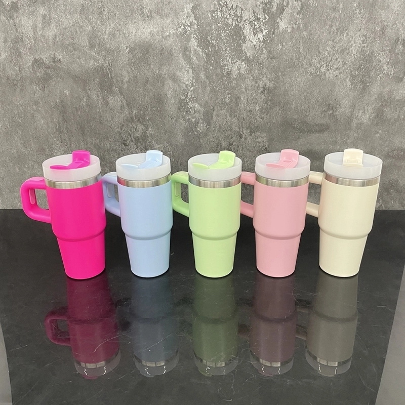 25 Pack USA Warehouse 14oz Kids Baby Macaron Color Tumblers Cup Kids Stainless Steel Mug with Handle for Sublimation and UV DTF Wraps