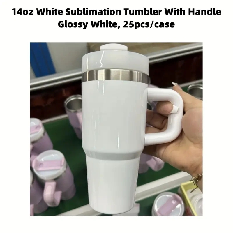 25 Pack USA Warehouse 14oz Kids Baby Macaron Color Tumblers Cup Kids Stainless Steel Mug with Handle for Sublimation and UV DTF Wraps