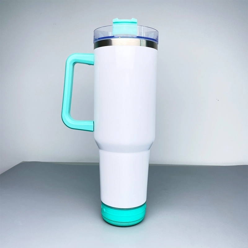 20 Pack USA Warehouse White 40oz Stainless Steel Sublimation Blanks Music Player Bluetooth Speaker Tumbler 40oz Cup