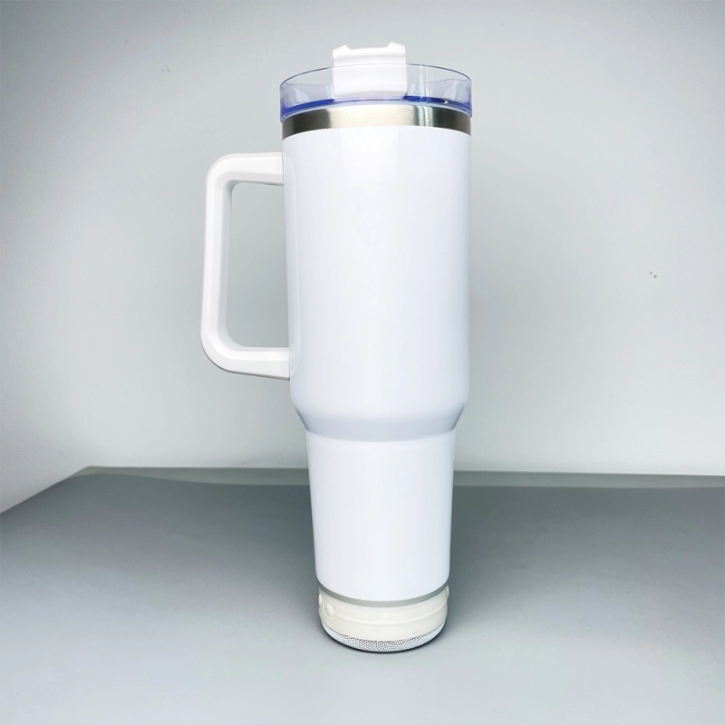 20 Pack USA Warehouse White 40oz Stainless Steel Sublimation Blanks Music Player Bluetooth Speaker Tumbler 40oz Cup