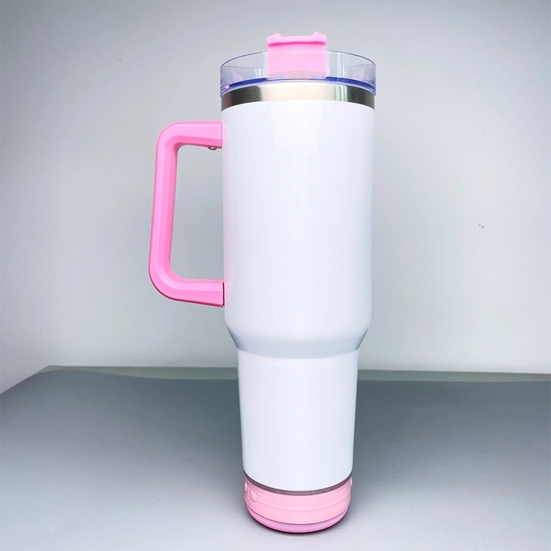 20 Pack USA Warehouse White 40oz Stainless Steel Sublimation Blanks Music Player Bluetooth Speaker Tumbler 40oz Cup