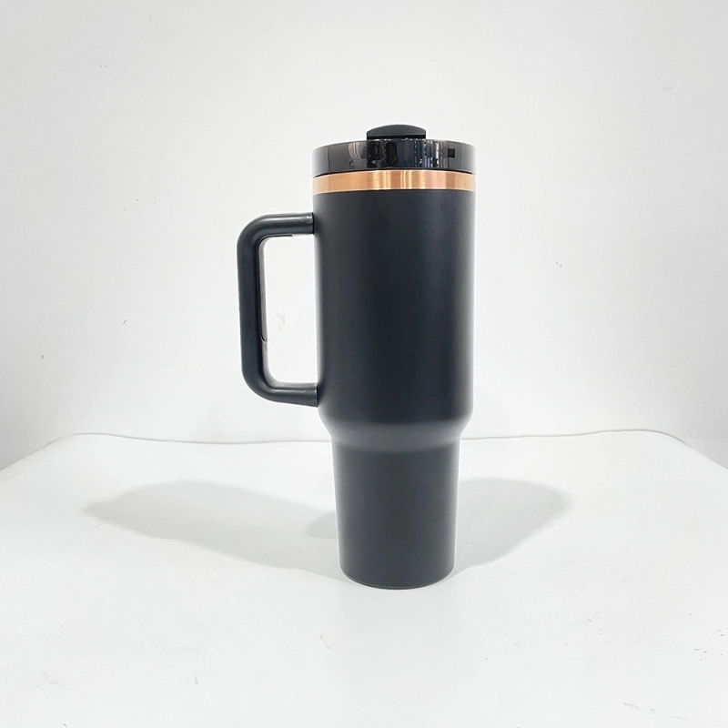 25 Pack USA Warehouse Black 40oz Copper Plating Quencher Tumblers 40 oz Stainless Steel Cup with Handle For Laser Engraving