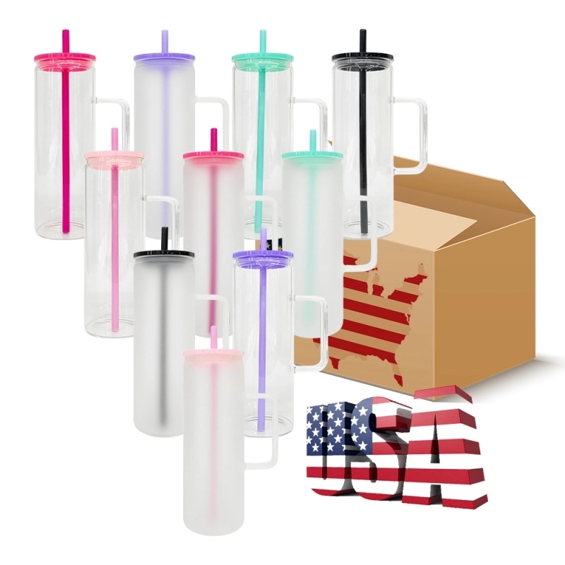 25 Pack USA Warehouse 20oz Clear Frosted Straight Beverage Mugs 20 oz Tumbler Cup For Sublimation And UV DTF Wraps
