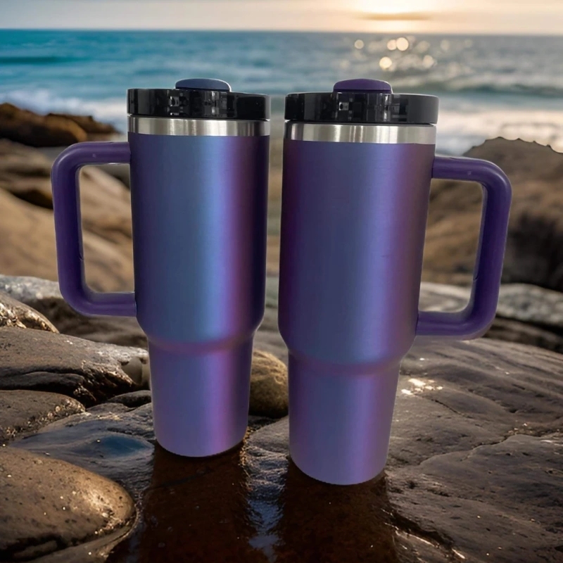20 Pack USA Warehouse 40oz Power Coated Sliver Plated Dreamy Purple Color Tumblers 40 oz Stainless Steel Cup for Laser Engraving