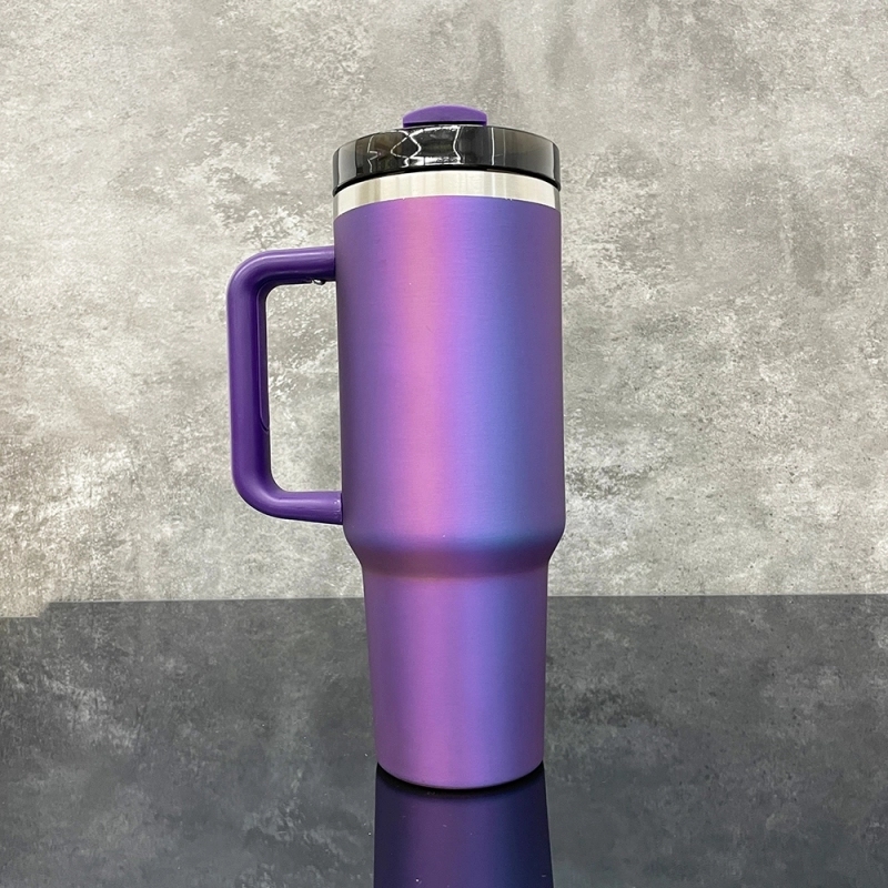 20 Pack USA Warehouse 40oz Power Coated Sliver Plated Dreamy Purple Color Tumblers 40 oz Stainless Steel Cup for Laser Engraving