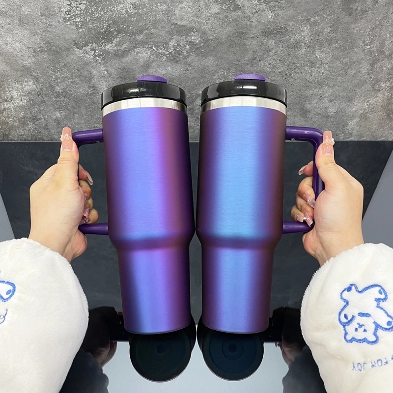 20 Pack USA Warehouse 40oz Power Coated Sliver Plated Dreamy Purple Color Tumblers 40 oz Stainless Steel Cup for Laser Engraving