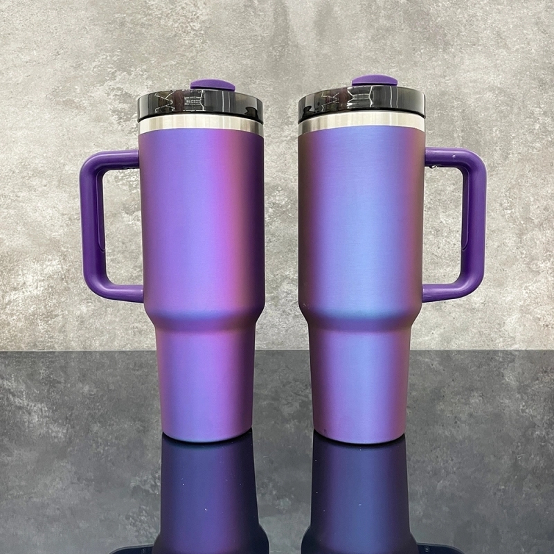 20 Pack USA Warehouse 40oz Power Coated Sliver Plated Dreamy Purple Color Tumblers 40 oz Stainless Steel Cup for Laser Engraving
