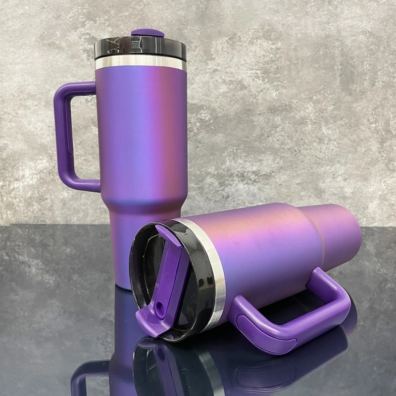 20 Pack USA Warehouse 40oz Power Coated Sliver Plated Dreamy Purple Color Tumblers 40 oz Stainless Steel Cup for Laser Engraving