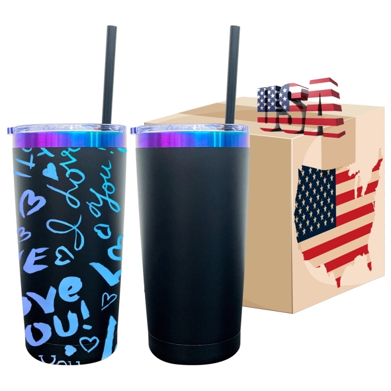 25 Pack USA Warehouse 20oz Black Chroma Yeti Style Blank Powder Coat Coffee Cups 20 oz Stainless Steel Tumbler