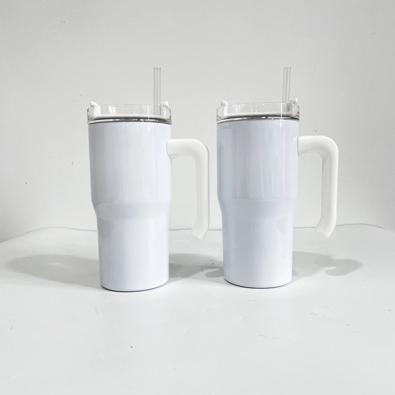25 Pack USA Warehouse Blank Sublimation White 20oz Kids Students Tumbler 20 oz Cup with Plastic Handle