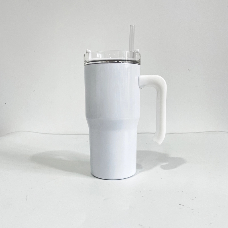 25 Pack USA Warehouse Blank Sublimation White 20oz Kids Students Tumbler 20 oz Cup with Plastic Handle