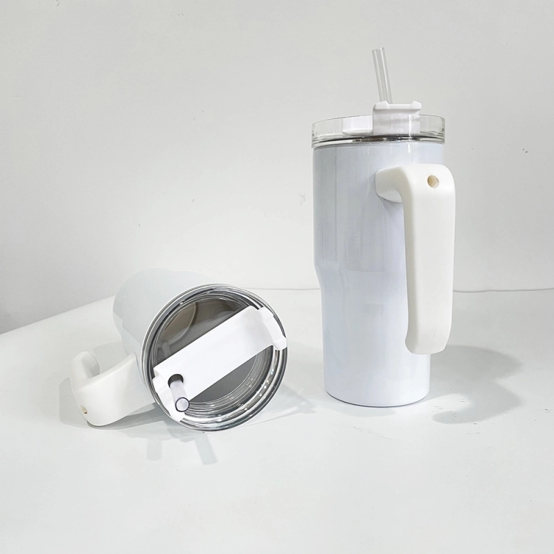25 Pack USA Warehouse Blank Sublimation White 20oz Kids Students Tumbler 20 oz Cup with Plastic Handle