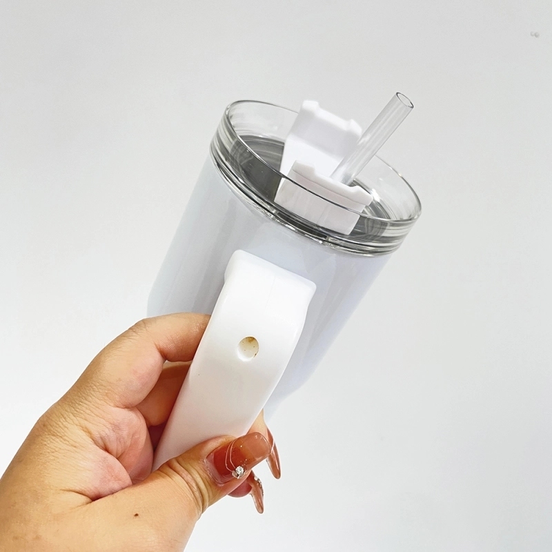 25 Pack USA Warehouse Blank Sublimation White 20oz Kids Students Tumbler 20 oz Cup with Plastic Handle