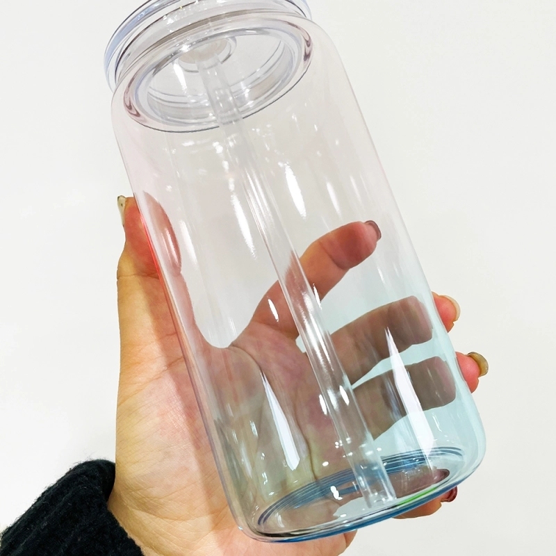 50 Pack USA Warehouse 16oz Crystal Ocean Glass Can 16 oz Glass Jar Glass Water Bottle Cup With PP and Bamboo Lid