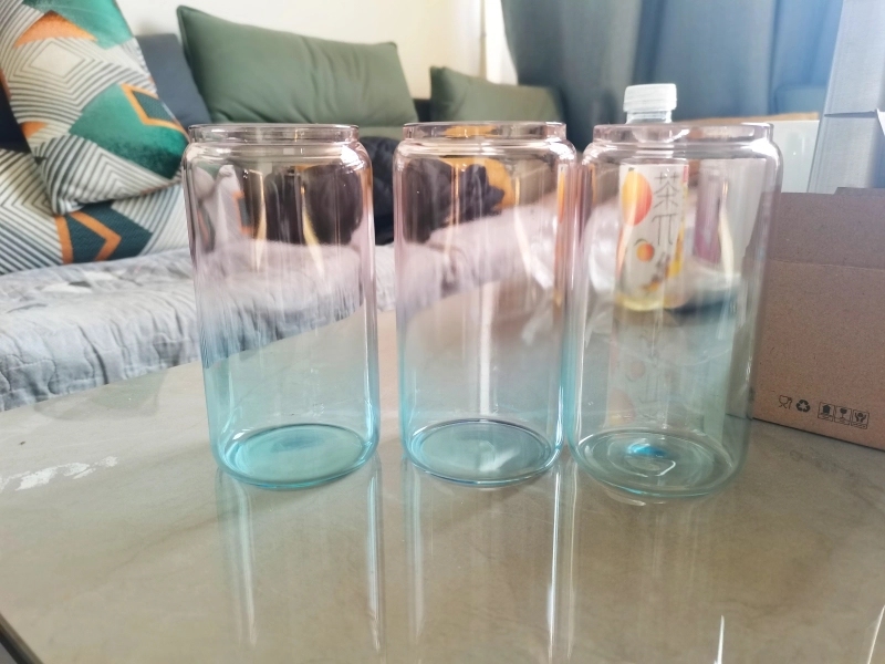50 Pack USA Warehouse 16oz Crystal Ocean Glass Can 16 oz Glass Jar Glass Water Bottle Cup With PP and Bamboo Lid