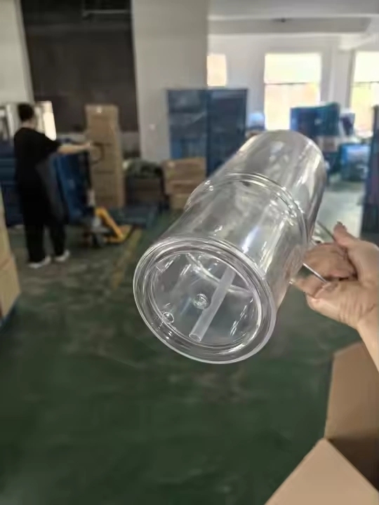 16 Pack China Warehouse Glitter 40oz Clear Acrylic Snow Globe Cups 40 oz Plastic Double Wall Tumbler with Pre Drilled Hole and Plug for UV DTF Transfer Wrap