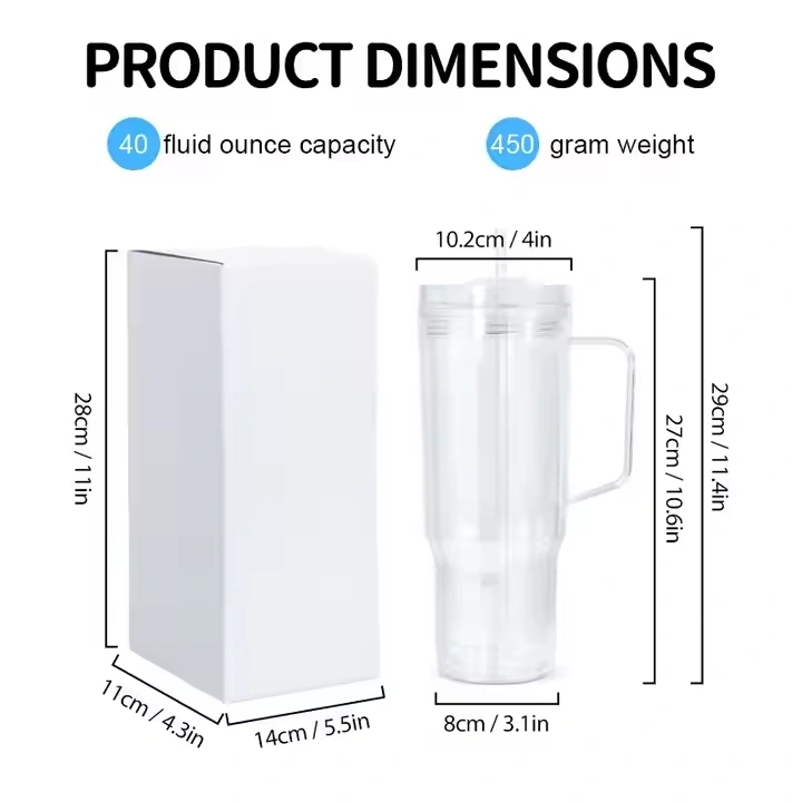 16 Pack China Warehouse Glitter 40oz Clear Acrylic Snow Globe Cups 40 oz Plastic Double Wall Tumbler with Pre Drilled Hole and Plug for UV DTF Transfer Wrap