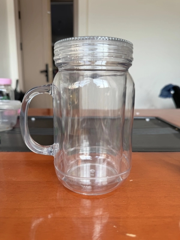 25 Pack China Warehouse New Style 20oz Pre-drilled Snow Globe Cup 20 oz Plastic Colorful and Clear Lids Mason Jars with Handles and Plug Acrylic Mugs for DIY Glitters